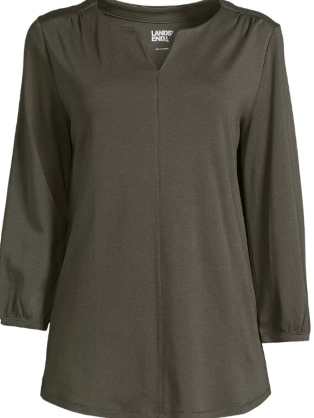 Land's End Long Sleeve Tunic with Pockets, Olive Green, 3X